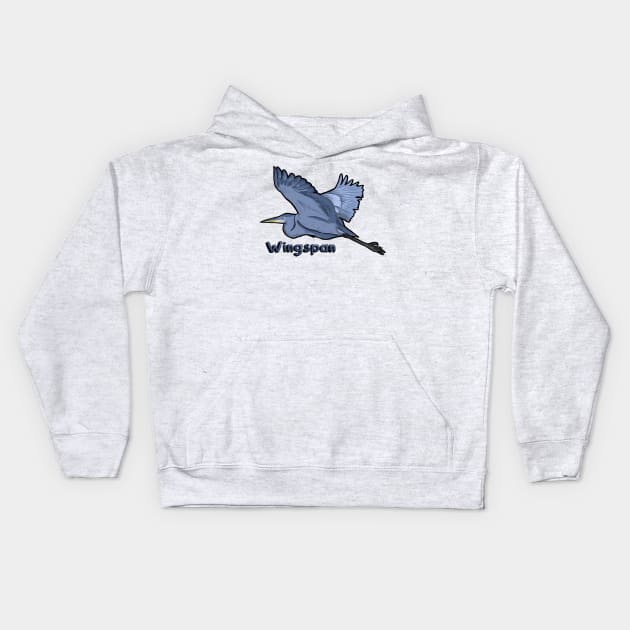 Wingspan Heron Kids Hoodie by LexiMelton